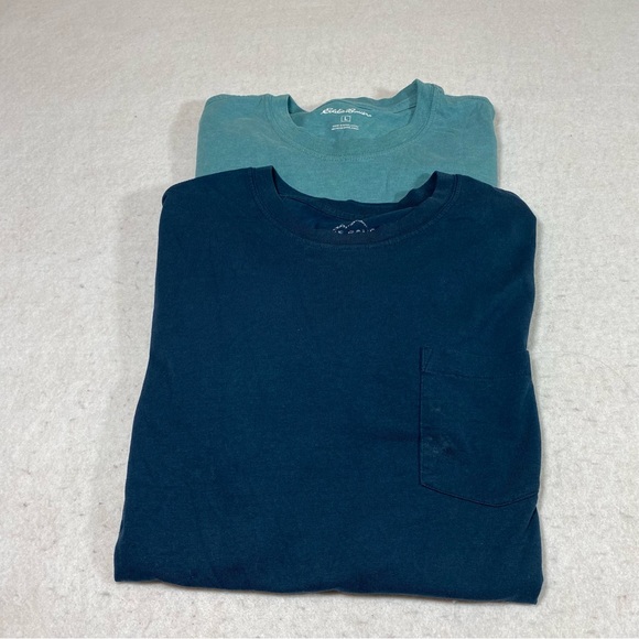 Bundle Eddie Bauer Shirts Long Sleeve Short Sleeve Men’s T-shirts Blue Navy Blue - Picture 2 of 6